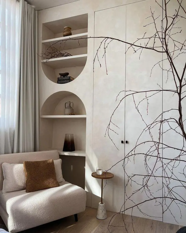 Spacious modern bedroom with wooden accents, interior by Archnine Design Studio