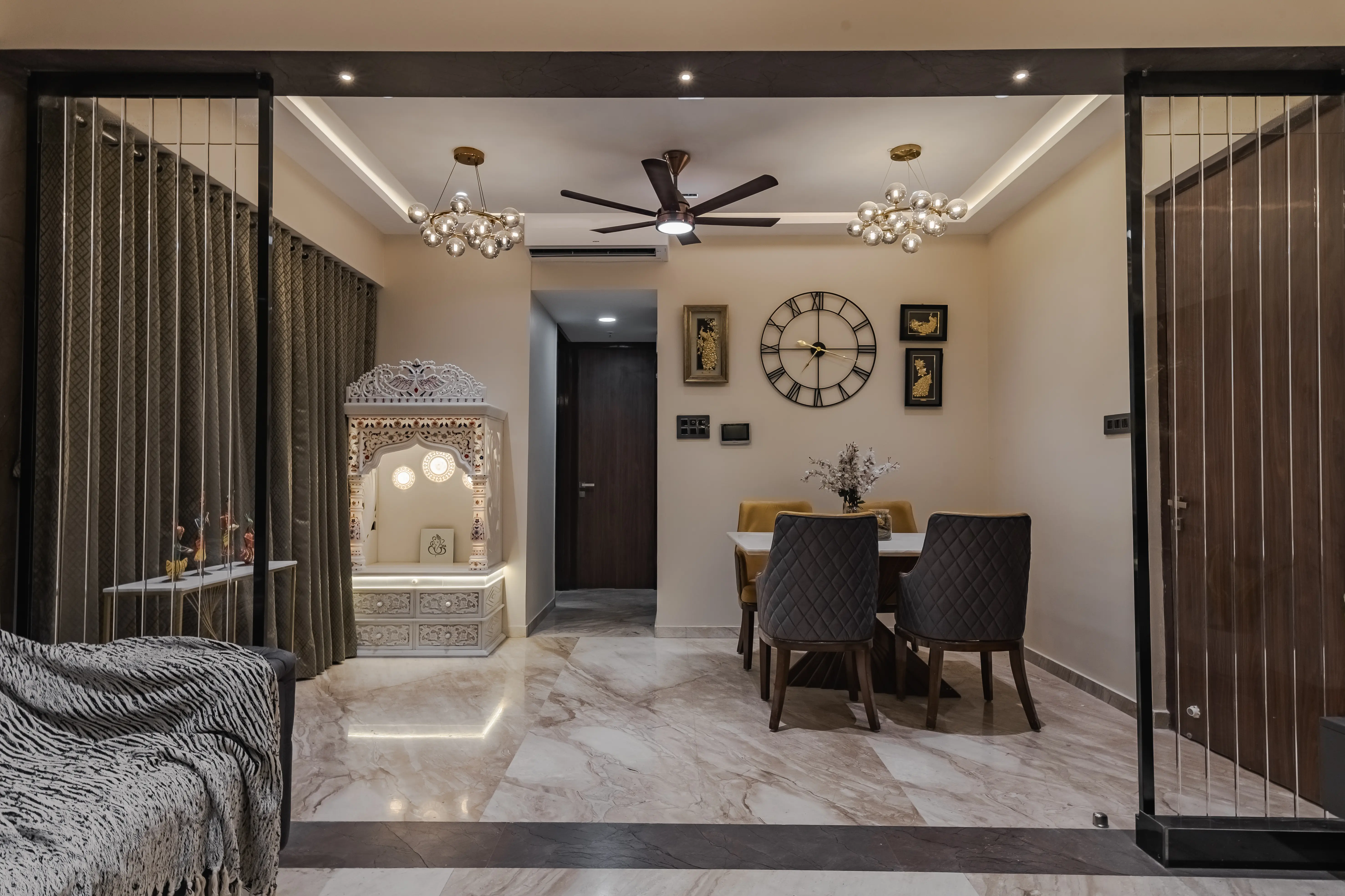 Bedroom retreat with a simple bed frame, nightstand, and mirror for a clean look, interior by Archnine Design Studio