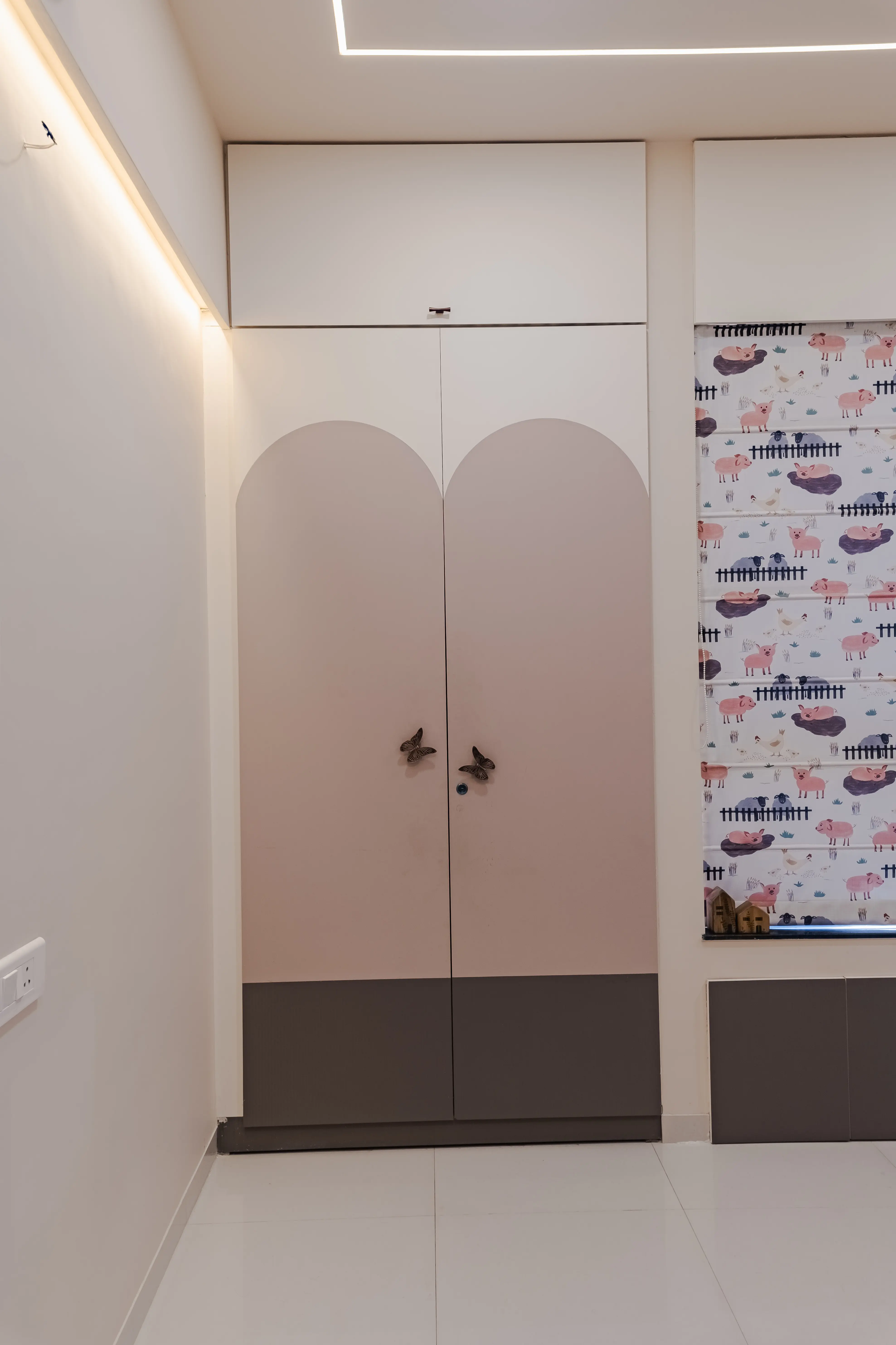 Sleek minimalism meets playful charm in this elegantly designed space, interior by Archnine Design Studio